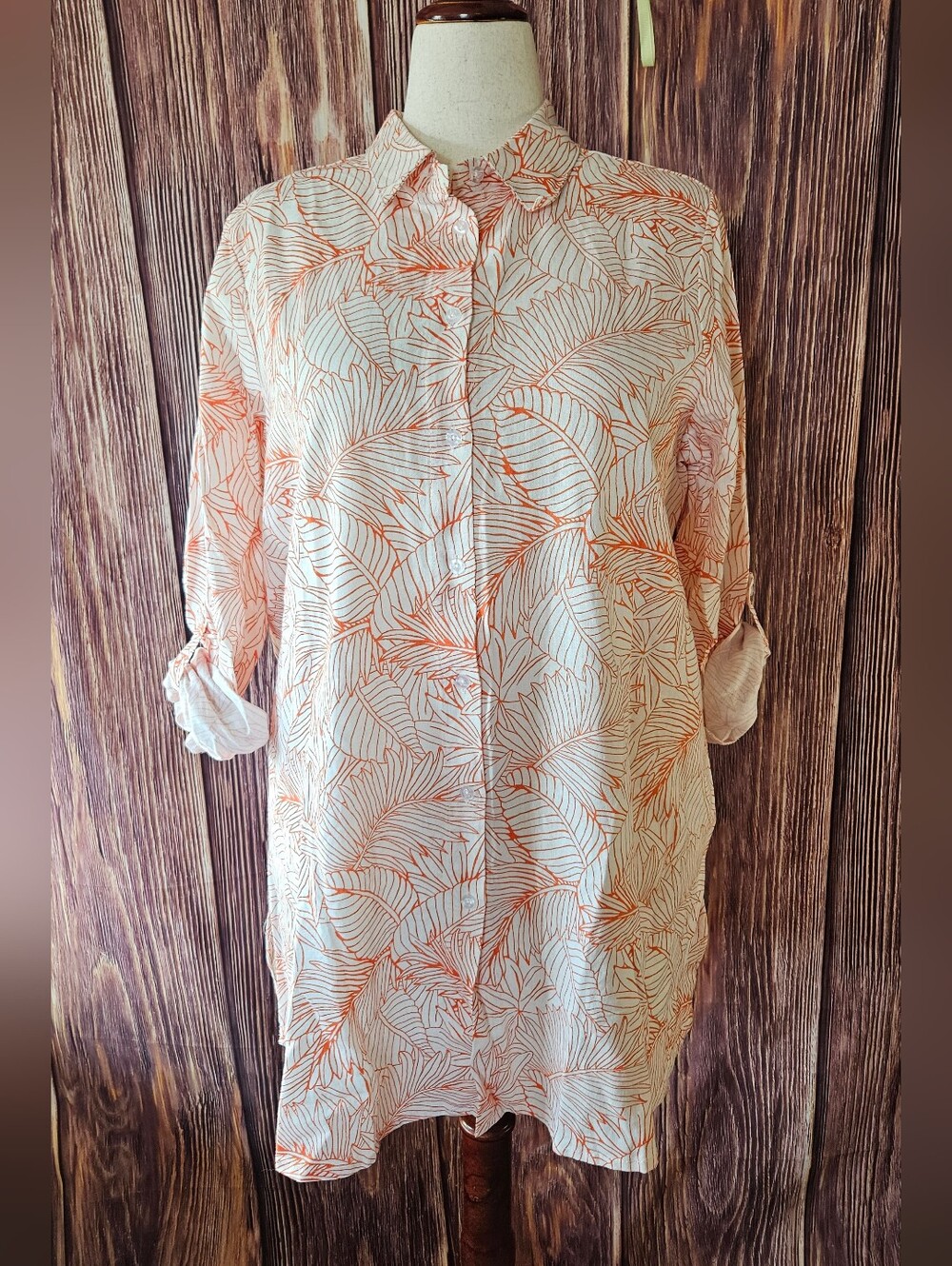 New Jessica London Linen Blend Oversized Shirt Plus Size 16W